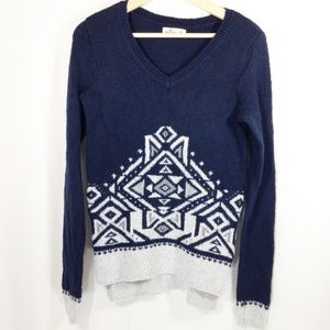Hollister Sweater Navy White Grey XS